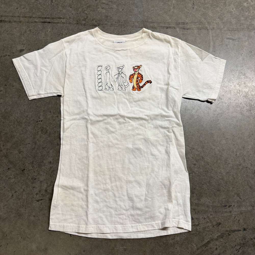 Vintage Too Cute Tigger Disney Winnie the Pooh Graphic T-Shirt White‎ Small
